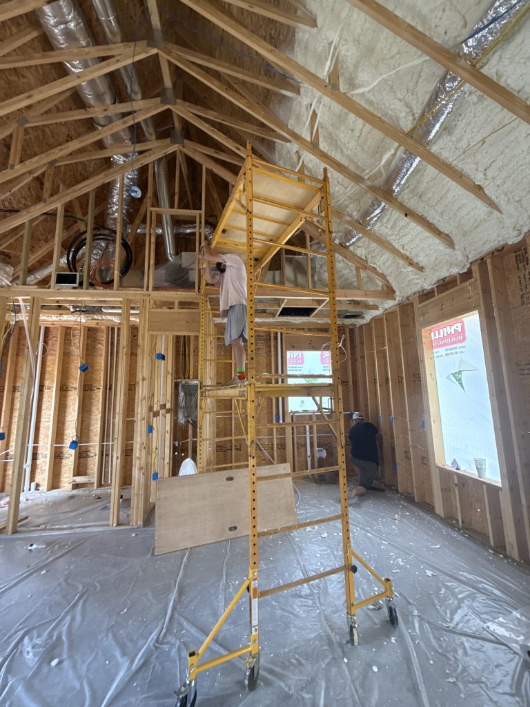 spray foam insulation in golf simulator