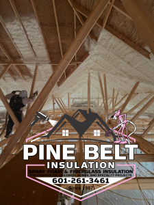 spray foam being installed in a home