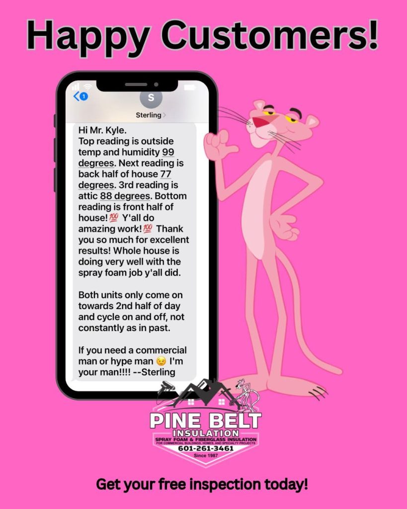 testimonial graphic for Pine Belt Insulation